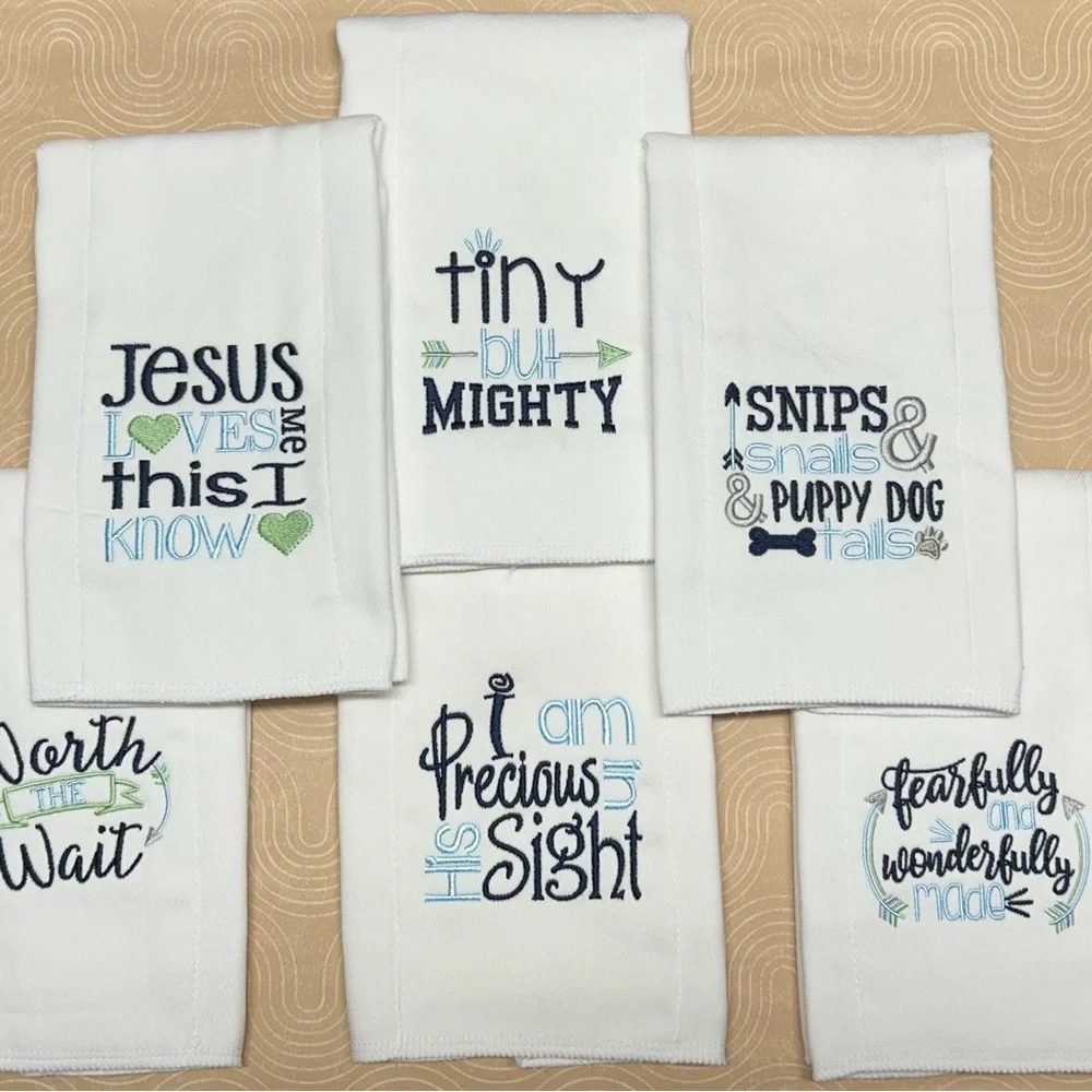 NEW Embroidered Baby Burp Cloth Set - baby boy